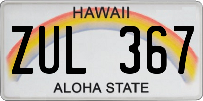 HI license plate ZUL367