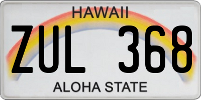 HI license plate ZUL368