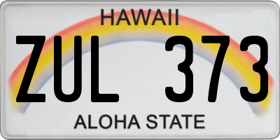 HI license plate ZUL373