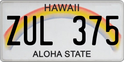 HI license plate ZUL375