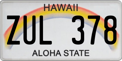 HI license plate ZUL378