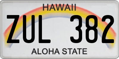 HI license plate ZUL382