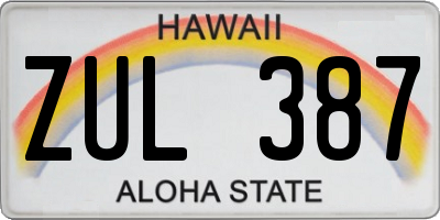HI license plate ZUL387