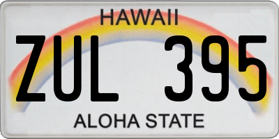 HI license plate ZUL395