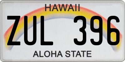HI license plate ZUL396