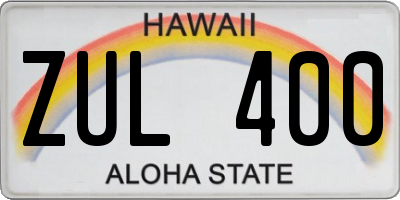 HI license plate ZUL400