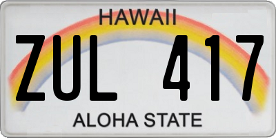 HI license plate ZUL417