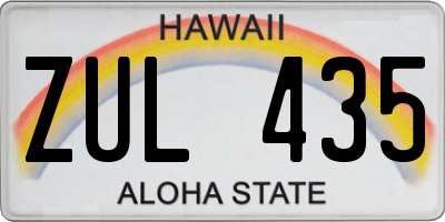 HI license plate ZUL435