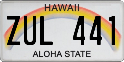 HI license plate ZUL441