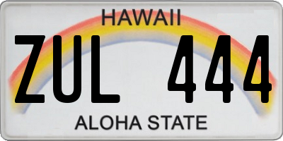 HI license plate ZUL444