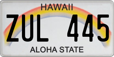 HI license plate ZUL445