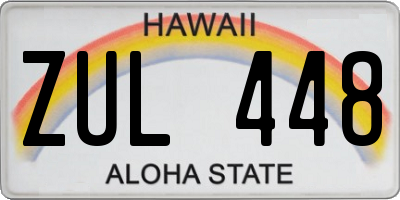 HI license plate ZUL448