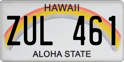 HI license plate ZUL461