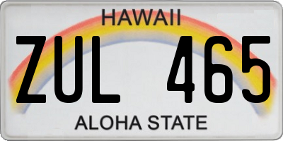 HI license plate ZUL465
