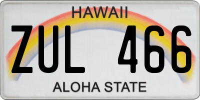 HI license plate ZUL466
