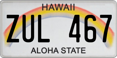 HI license plate ZUL467