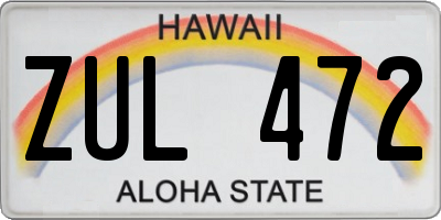 HI license plate ZUL472