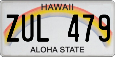 HI license plate ZUL479