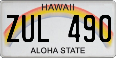 HI license plate ZUL490