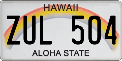 HI license plate ZUL504