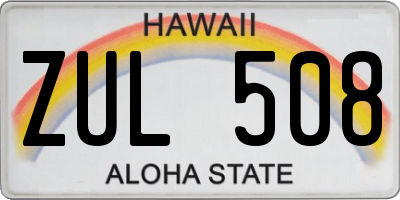 HI license plate ZUL508