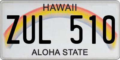HI license plate ZUL510