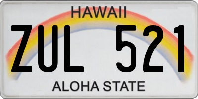 HI license plate ZUL521