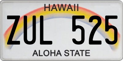 HI license plate ZUL525