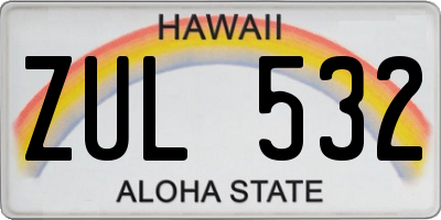 HI license plate ZUL532
