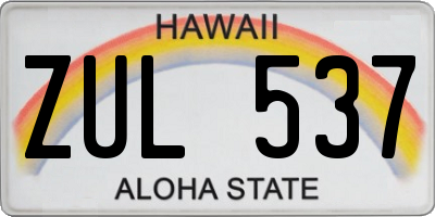 HI license plate ZUL537