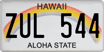 HI license plate ZUL544