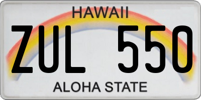 HI license plate ZUL550