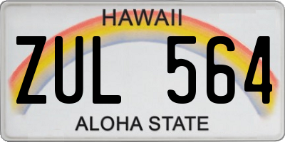 HI license plate ZUL564