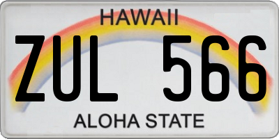 HI license plate ZUL566
