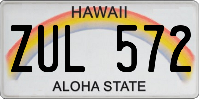 HI license plate ZUL572