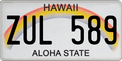 HI license plate ZUL589