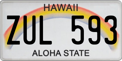 HI license plate ZUL593