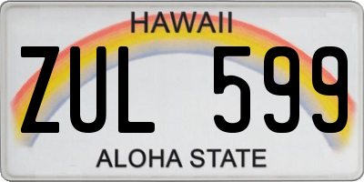 HI license plate ZUL599