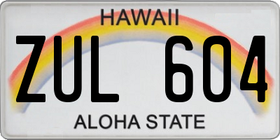 HI license plate ZUL604