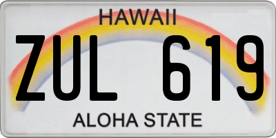 HI license plate ZUL619