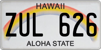 HI license plate ZUL626