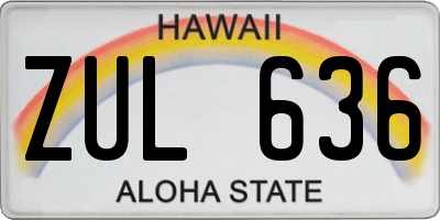 HI license plate ZUL636