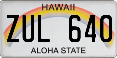 HI license plate ZUL640