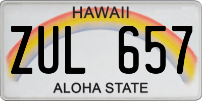 HI license plate ZUL657