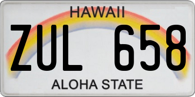 HI license plate ZUL658