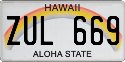 HI license plate ZUL669