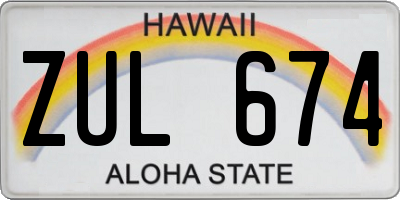 HI license plate ZUL674
