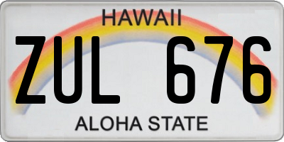 HI license plate ZUL676