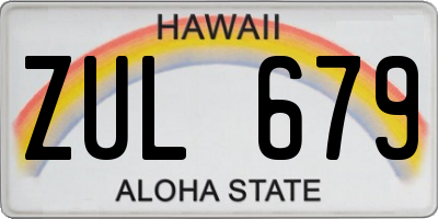 HI license plate ZUL679