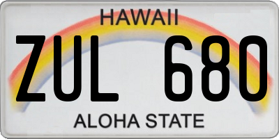 HI license plate ZUL680